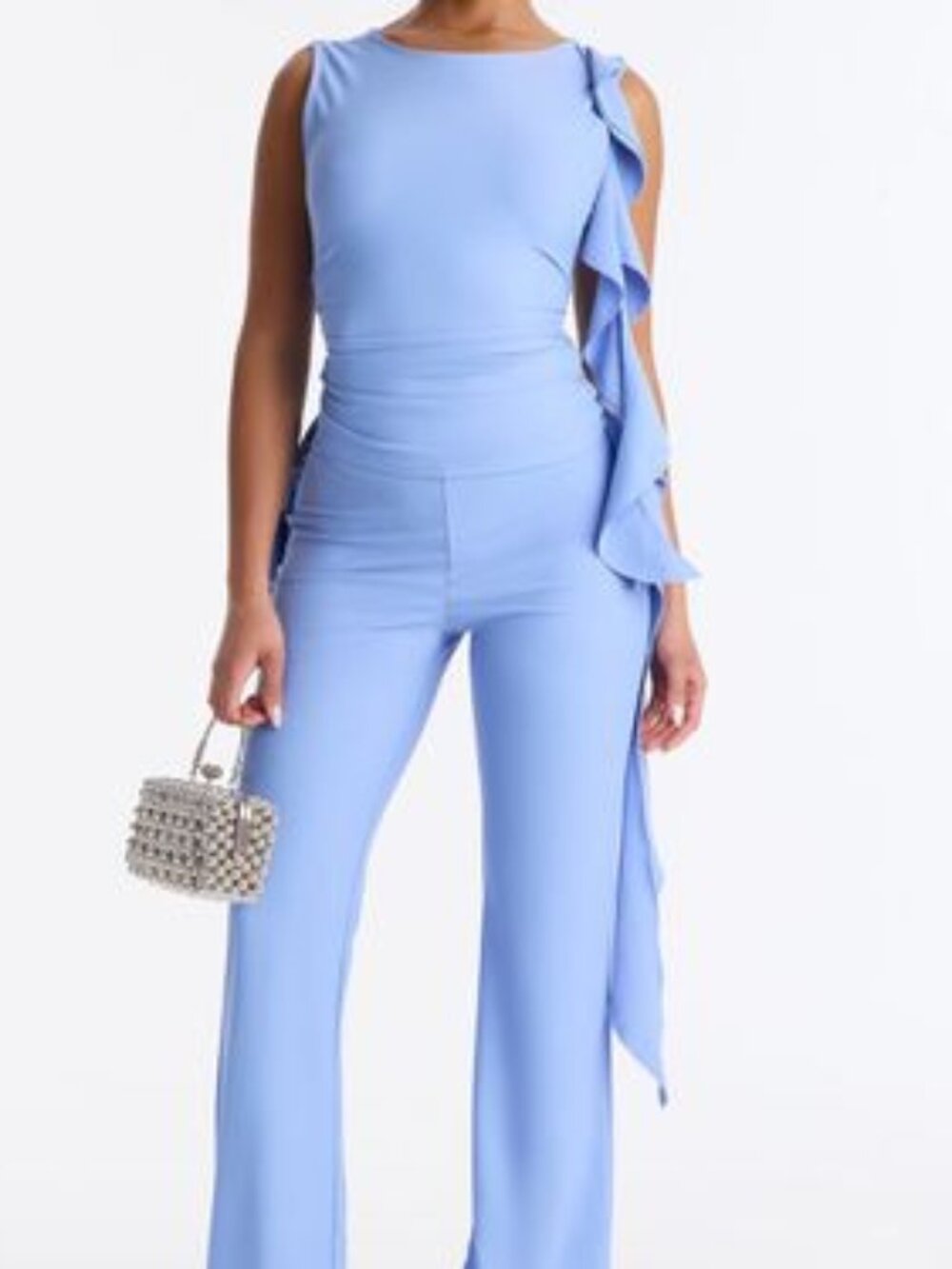 Ivy Ruffle Flare Pant Set - Blue - 2X